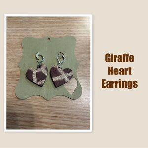 Giraffe Heart Earrings, Valentines Earrings, Heart Earrings, Gift for Her